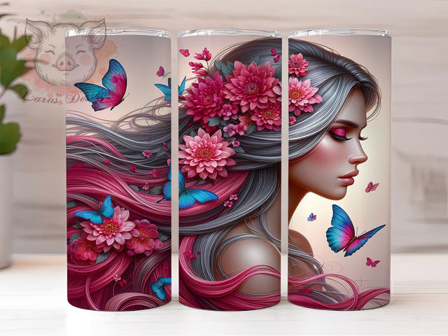 Floral Girl 20oz Tumbler Png, Straight & Tapered Tumbler Png, Western Sunflower Tumbler Png, Digital Download PNG Sublimation Lara' s Designs 