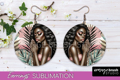 Floral Girl Earrings PNG - Summer Earrings Sublimation Sublimation OrangeBrushStudio 