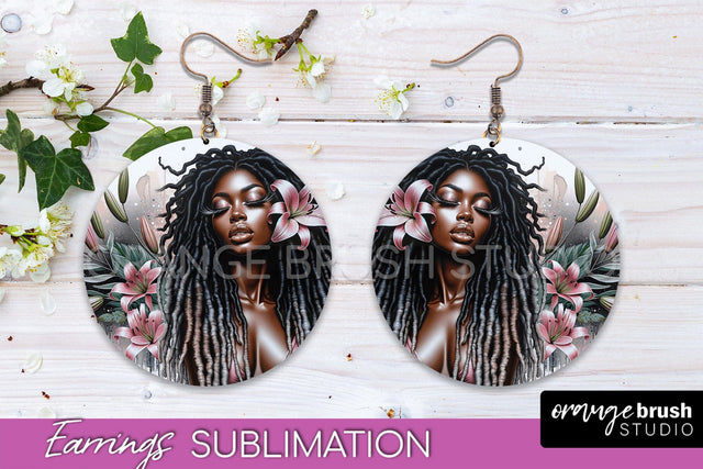 Floral Girl Earrings PNG - Summer Earrings Sublimation Sublimation OrangeBrushStudio 