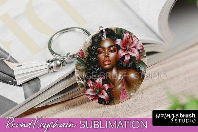 Floral Girl Keychain PNG - Flowers Keychain Sublimation Sublimation OrangeBrushStudio 