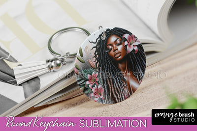 Floral Girl Keychain PNG - Flowers Keychain Sublimation Sublimation OrangeBrushStudio 