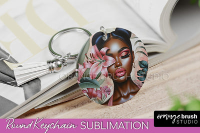 Floral Girl Keychain PNG - Flowers Keychain Sublimation Sublimation OrangeBrushStudio 