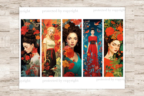 Floral Girls Bookmarks | Digital Download Set SVG GlamArtZhanna 