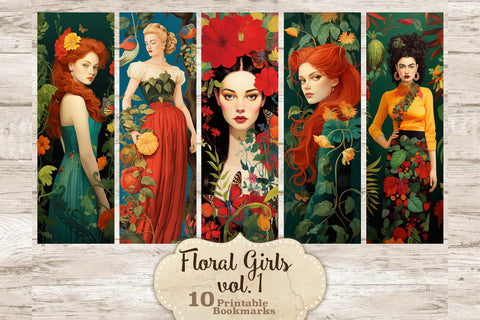 Floral Girls Bookmarks | Digital Download Set SVG GlamArtZhanna 
