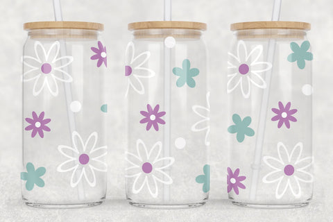 Floral Glass Can Wrap SVG SVG B Renee Design 