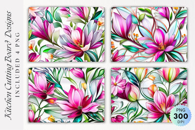 Floral Glass Cutting Board PNG Design Sublimation Regulrcrative 