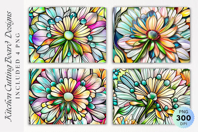 Floral Glass Cutting Board PNG Design Sublimation Regulrcrative 
