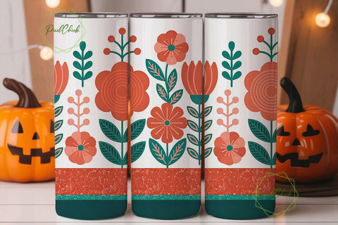 Floral Glitter 20oz Tumbler Design Sublimation PixelChick 