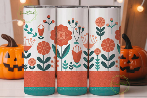 Floral Glitter 20oz Tumbler Design Sublimation PixelChick 