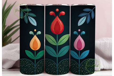 Floral Glitter Band 20oz Tumbler Wrap Sublimation PixelChick 