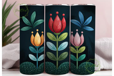 Floral Glitter Band 20oz Tumbler Wrap Sublimation PixelChick 
