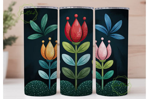 Floral Glitter Band 20oz Tumbler Wrap Sublimation PixelChick 