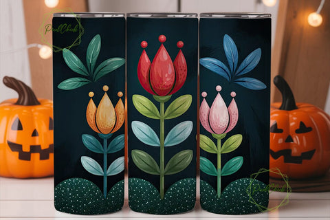 Floral Glitter Band 20oz Tumbler Wrap Sublimation PixelChick 