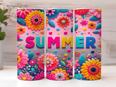 Floral Glitter Summer Vibes Tumbler Wrap, Summer Glitter Wrap, 20oz Sublimation Design, Sparkly Summer Cup, Bright Floral Tumbler, Glitter Floral Wrap, Summer Vibes Tumbler Sublimation Lara' s Designs 