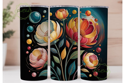 Floral Glossy Bloom 20oz Tumbler Wrap Sublimation PixelChick 