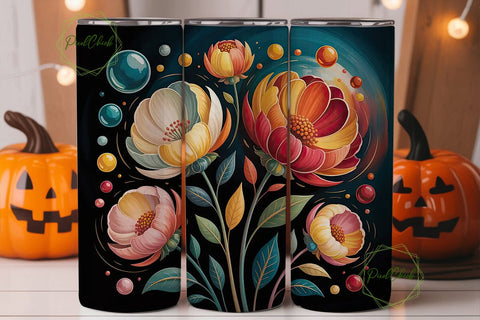 Floral Glossy Bloom 20oz Tumbler Wrap Sublimation PixelChick 