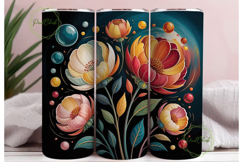 Floral Glossy Bloom 20oz Tumbler Wrap Sublimation PixelChick 