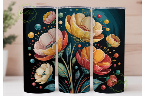 Floral Glossy Bloom 20oz Tumbler Wrap Sublimation PixelChick 