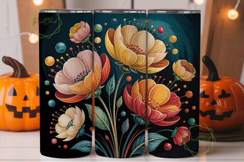 Floral Glossy Bloom 20oz Tumbler Wrap Sublimation PixelChick 
