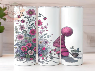 Floral Gnome 20oz Tumbler Png, Straight & Tapered Tumbler Png, Pastel Gnome Tumbler Png, Digital Download PNG Sublimation Lara' s Designs 