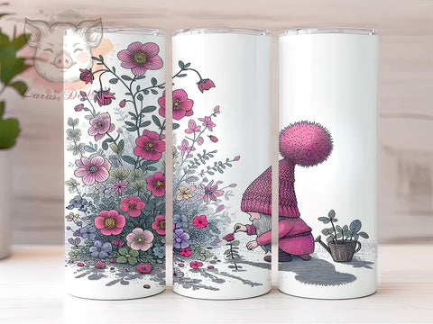 Floral Gnome 20oz Tumbler Png, Straight & Tapered Tumbler Png, Pastel Gnome Tumbler Png, Digital Download PNG Sublimation Lara' s Designs 