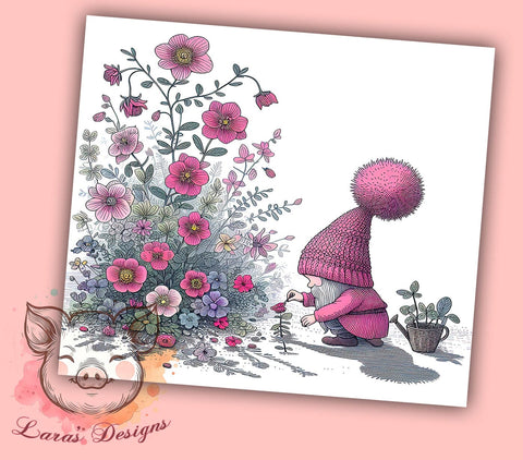 Floral Gnome 20oz Tumbler Png, Straight & Tapered Tumbler Png, Pastel Gnome Tumbler Png, Digital Download PNG Sublimation Lara' s Designs 