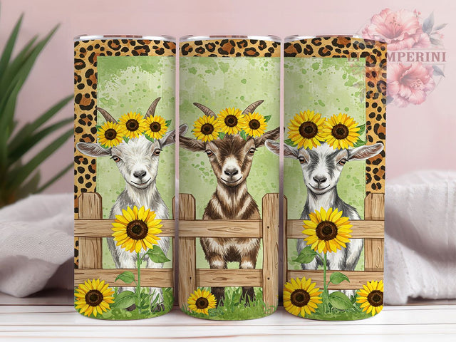 Floral Goat Leopard Print Farm Tumbler, Floral Goat Tumbler, 20oz Tumbler Sublimation, Country Farmhouse Tumbler, Digital Tumbler Wrap, Rustic Animal Tumbler Sublimation Li Zamperini 