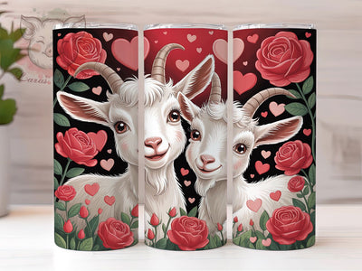 Floral Goat Valentine Tumbler, Farm Animal Wrap, Floral Goat Cup, 20oz Sublimation Wrap, Cute Goat Design Tumbler, Romantic Farm Theme Cup, Country Valentine Wrap Sublimation Lara' s Designs 