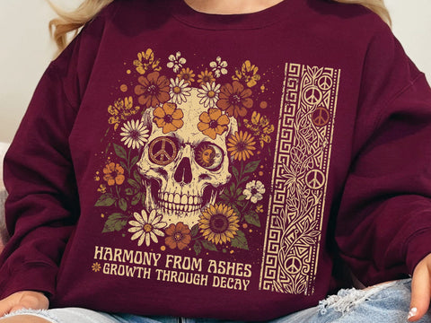 Floral Gothic Skull png SVG DesignDestine 