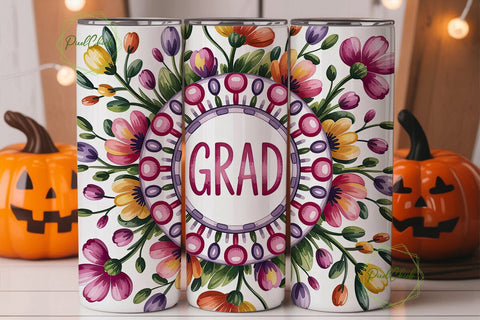 Floral Grad Mandala 20oz Tumbler Wrap Sublimation PixelChick 