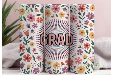 Floral Grad Mandala 20oz Tumbler Wrap Sublimation PixelChick 