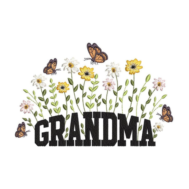 Floral Grandma Embroidery Design, Mother's Day Embroidery Design, 3 sizes, Instant Download Embroidery/Applique DESIGNS Nino Nadaraia 
