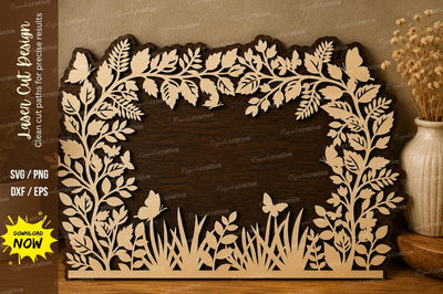 Floral Grass Frame laser cut svg File SVG Regulrcrative 