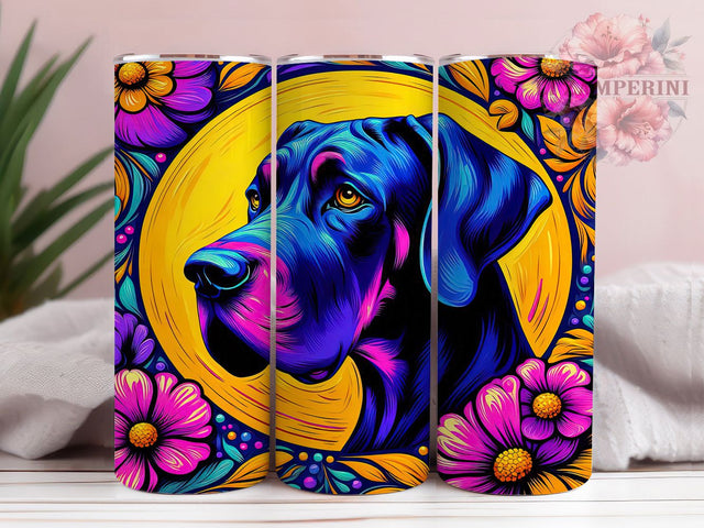 Floral Great Dane Mom Tumbler Wrap, Floral Dog Design, Dog Breed Pattern, Great Dane Mom Cup, Dog Lover Present, Gentle Giant Art, Pet Portrait Tumbler Sublimation Li Zamperini 