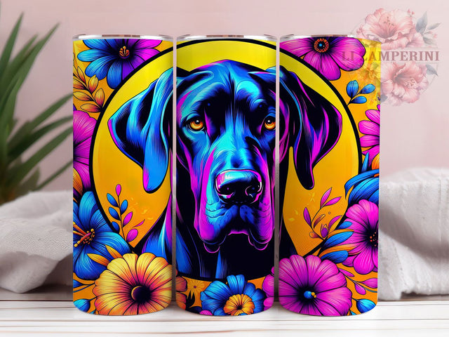 Floral Great Dane Mom Tumbler Wrap, Floral Dog Design, Dog Breed Pattern, Great Dane Mom Cup, Dog Lover Present, Gentle Giant Art, Pet Portrait Tumbler Sublimation Li Zamperini 