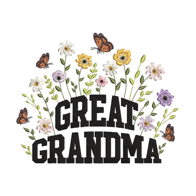 Floral Great Grandma Embroidery Design, Mother's Day Embroidery Design, 3 sizes, Instant Download Embroidery/Applique DESIGNS Nino Nadaraia 