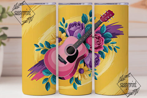 Floral Guitar 20oz Tumbler Wrap Sublimation sassyprint 