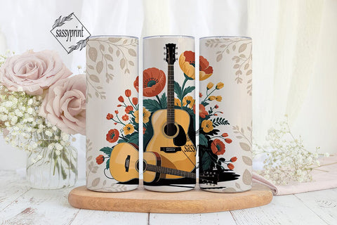Floral Guitar 20oz Tumbler Wrap Sublimation sassyprint 