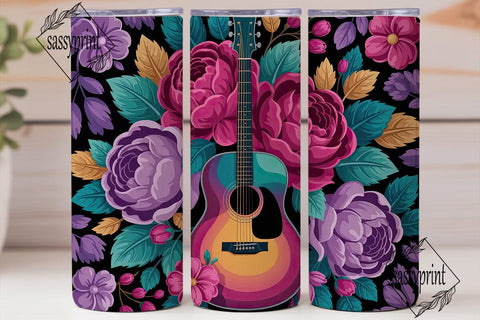 Floral Guitar 20oz Tumbler Wrap Sublimation sassyprint 