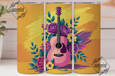 Floral Guitar 20oz Tumbler Wrap Sublimation sassyprint 