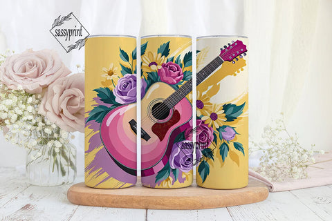 Floral Guitar 20oz Tumbler Wrap Sublimation sassyprint 