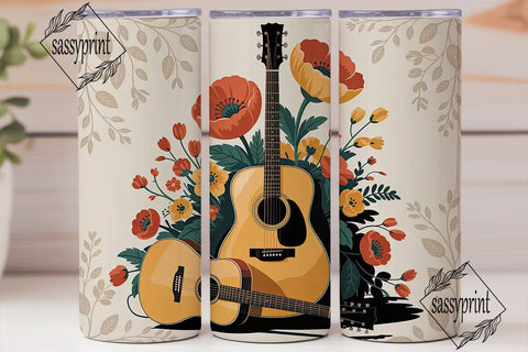 Floral Guitar 20oz Tumbler Wrap Sublimation sassyprint 