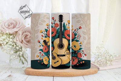 Floral Guitar 20oz Tumbler Wrap Sublimation sassyprint 
