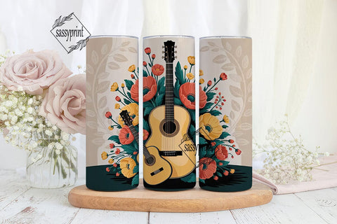 Floral Guitar 20oz Tumbler Wrap Sublimation sassyprint 