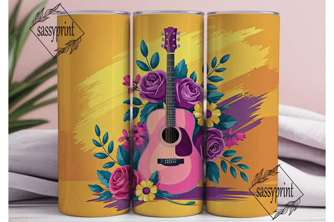 Floral Guitar 20oz Tumbler Wrap Sublimation sassyprint 