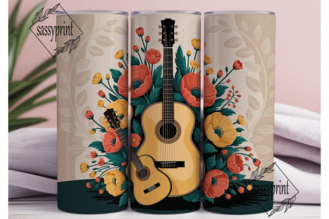Floral Guitar 20oz Tumbler Wrap Sublimation sassyprint 