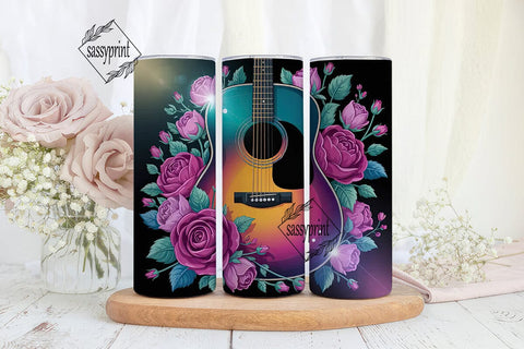 Floral Guitar 20oz Tumbler Wrap Sublimation sassyprint 