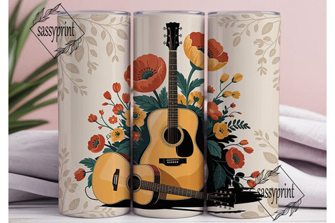 Floral Guitar 20oz Tumbler Wrap Sublimation sassyprint 