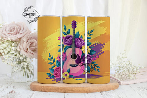 Floral Guitar 20oz Tumbler Wrap Sublimation sassyprint 