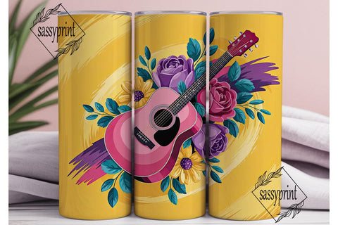 Floral Guitar 20oz Tumbler Wrap Sublimation sassyprint 